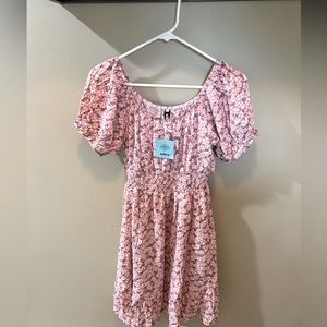 Women's Smocked Floral Dress Boho Off Shoulder Mini Short